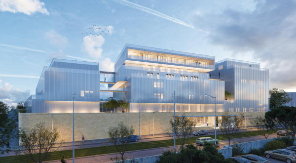 perspective d'architecte du projet de l'hotel des securités façade sud est