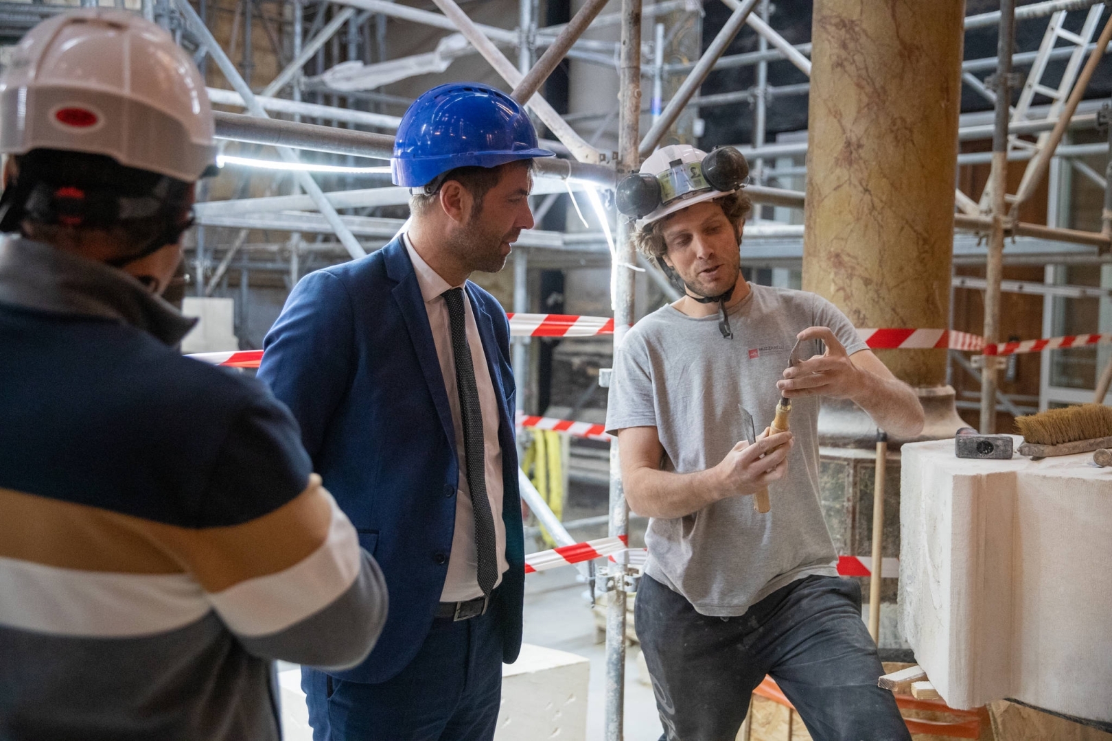 Michaël Delafosse en visite sur le chantier