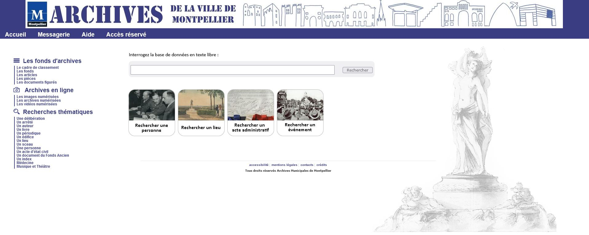 Page d'accueil des archives municipales