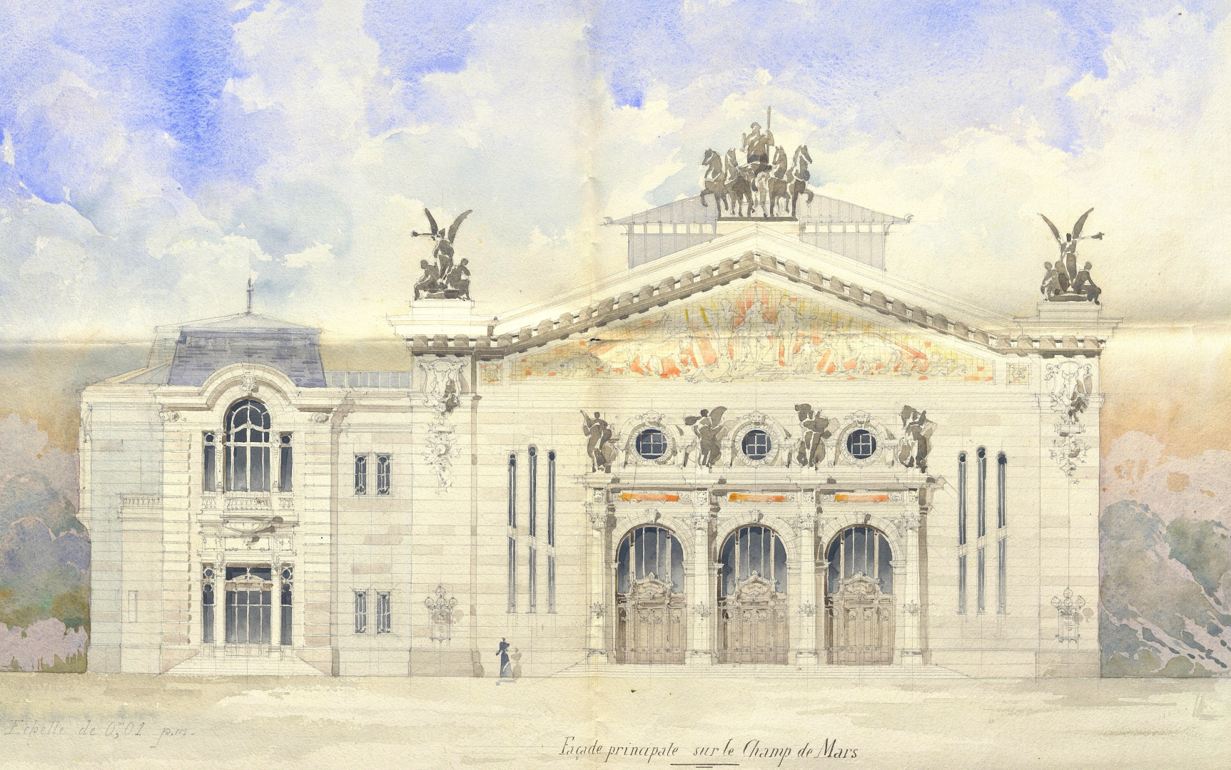 Aquarelle du projet de patinoire sur le Champ de Mars en 1893