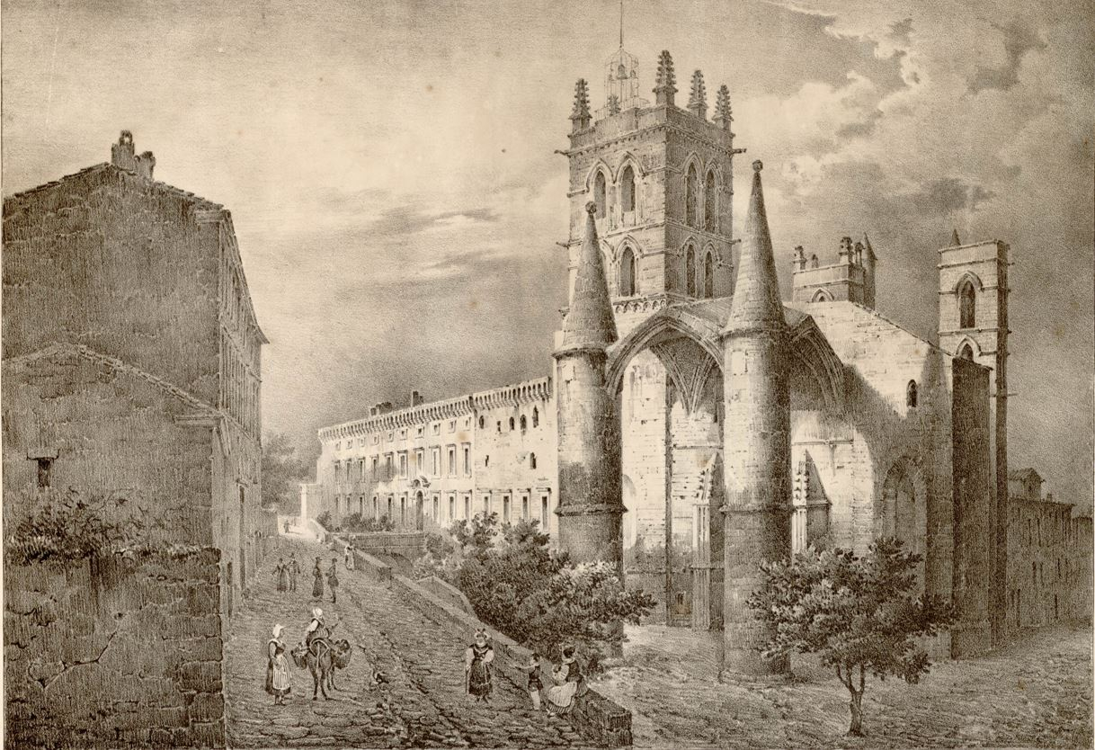 Vue de la cathédrale Saint-Pierre et Ecole de Médecine (détail)