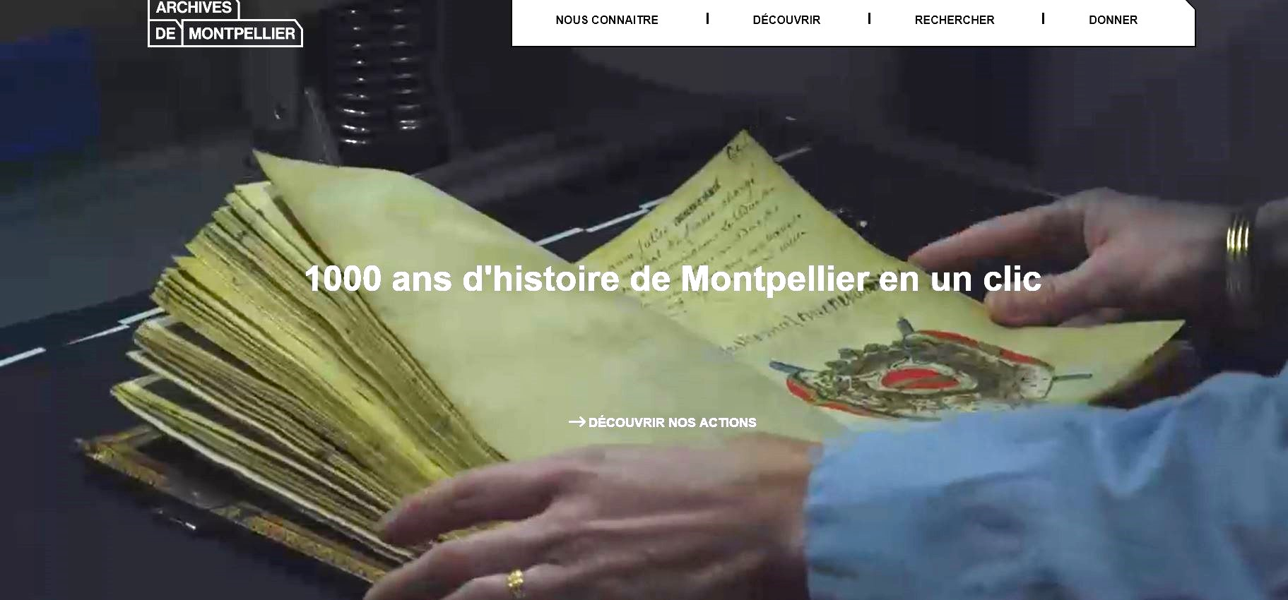 Page d'illustration du nouveau site des Archives de Montpellier