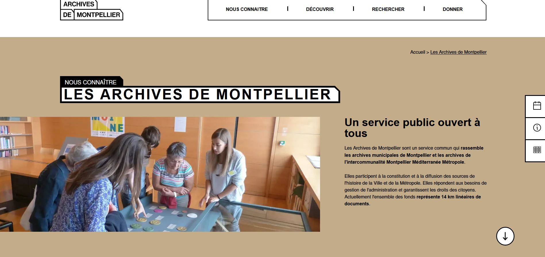 Page d'accueil du site des Archives de Montpellier