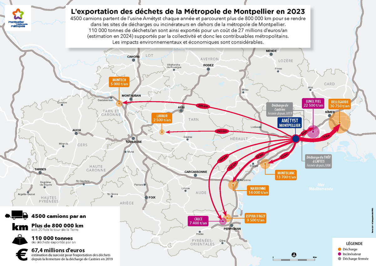 carte exportation des déchets