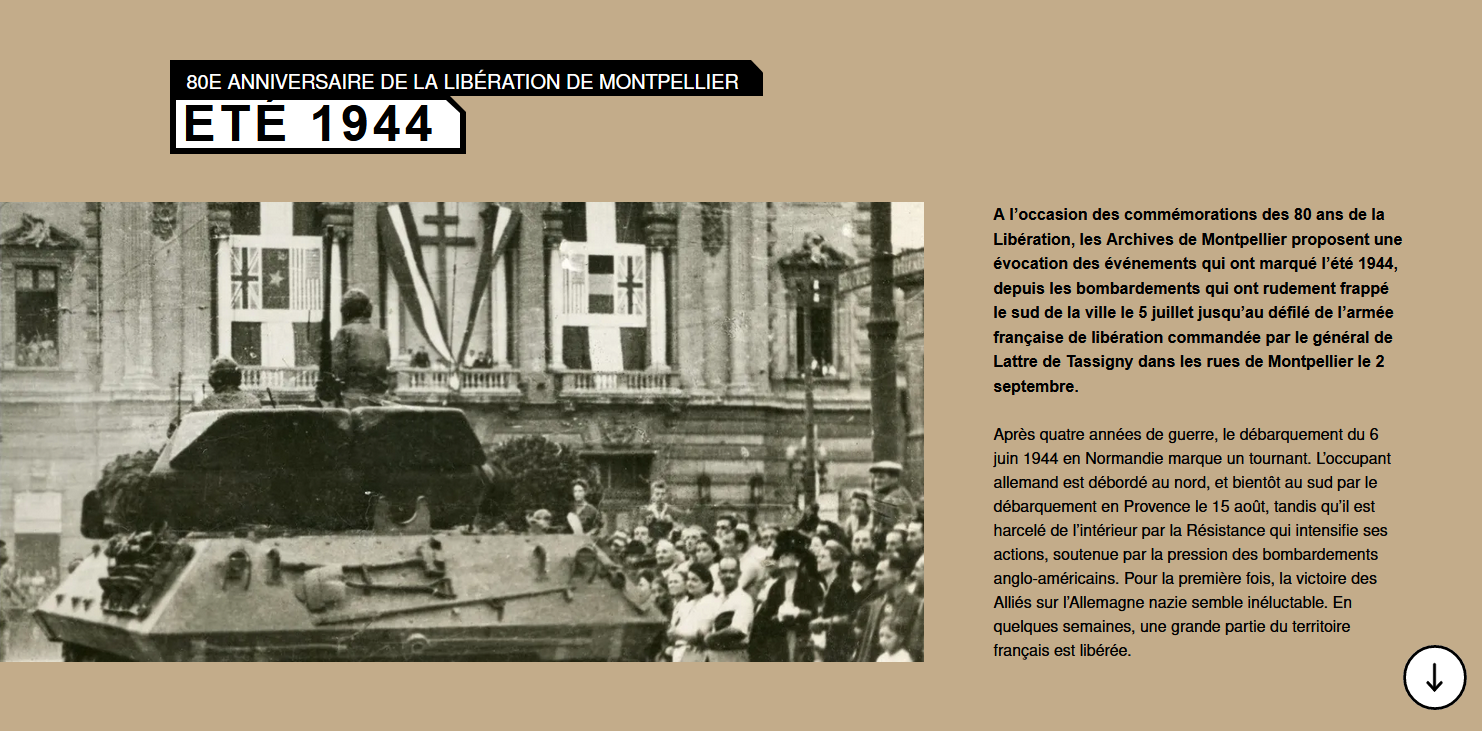 Page d'accueil de l'exposition en ligne des Archives de Montpellier