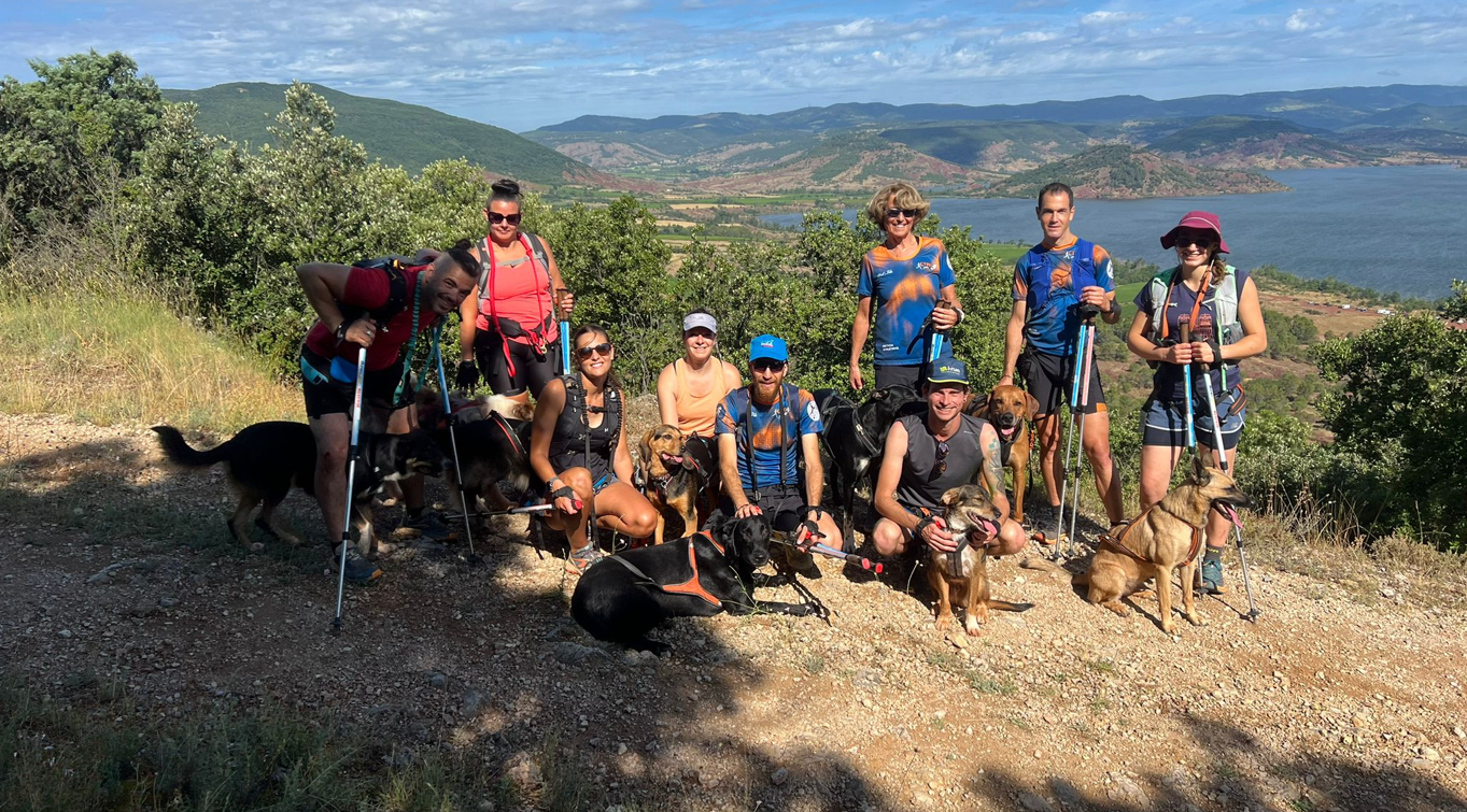 Activité de marche nordique en groupe