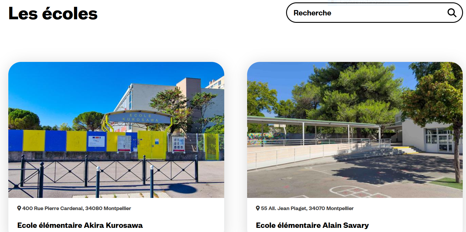 Un aperçu du site internet des écoles publiques de Montpellier 