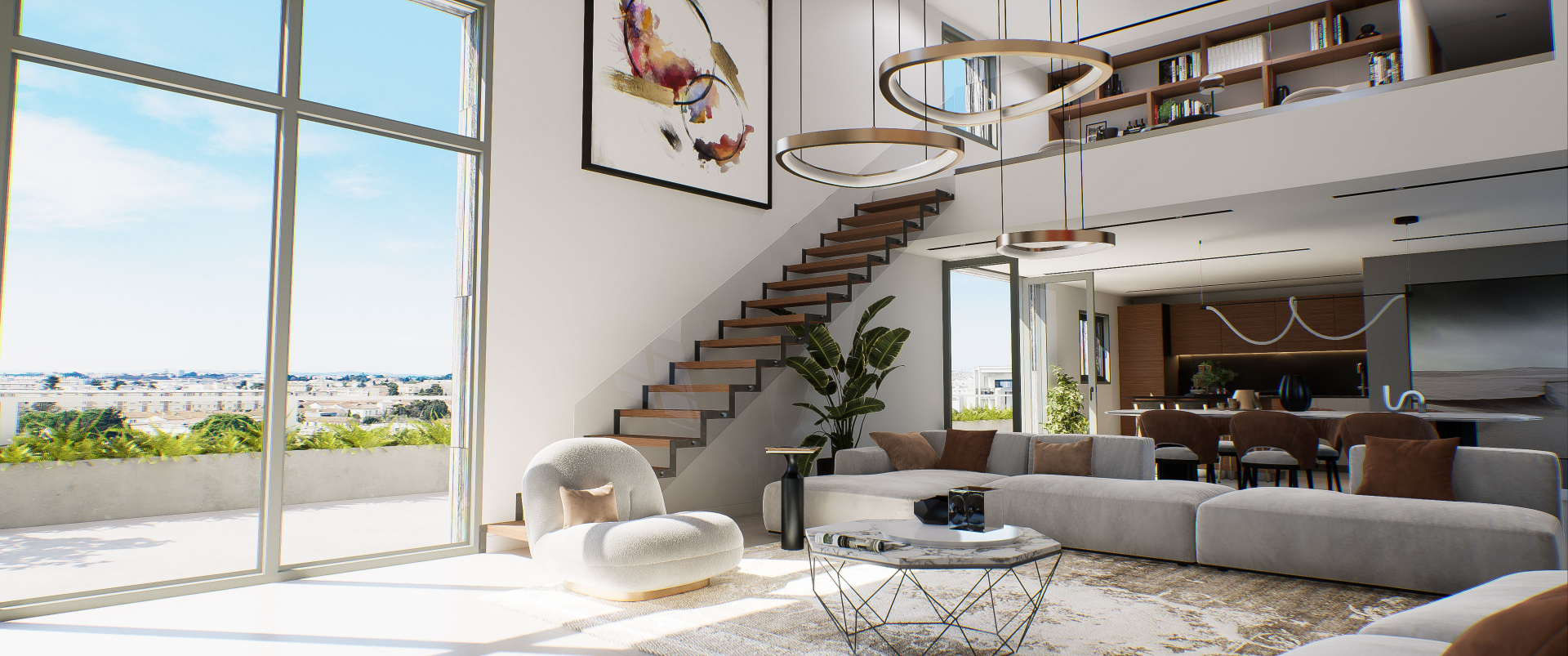 Perspective d'architecte, intérieur des appartements 