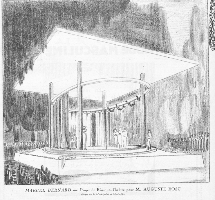 Esquisse du projet de kiosque par l'architecte Marcel Bernard