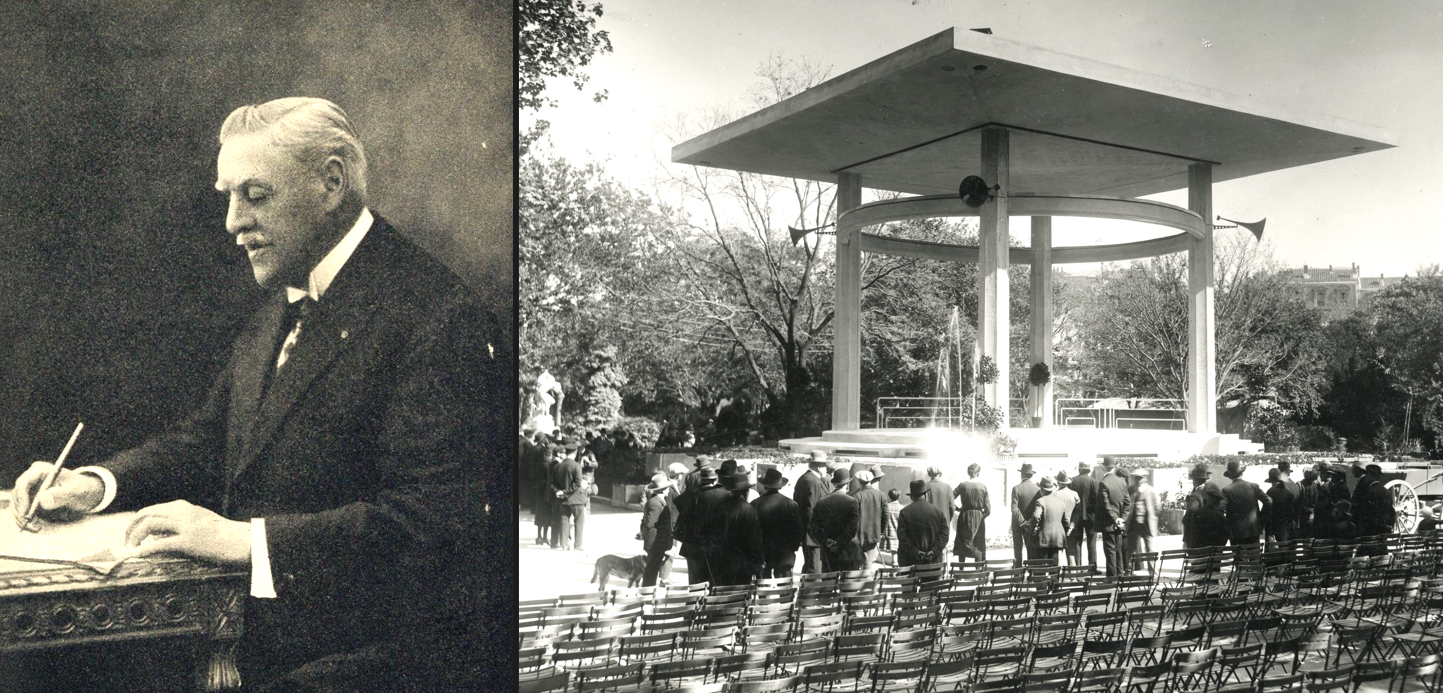 Auguste Bosc et le célèbre Kiosque qui porte son nom sur l'Esplanade