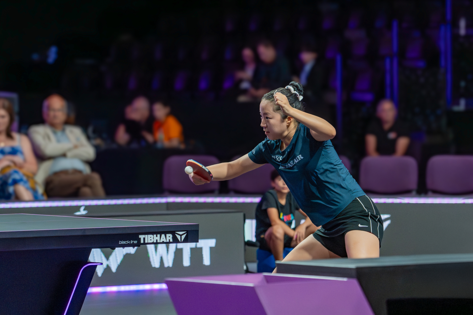 La médaillée olympique coréenne Shin Yubin en action lors de la première journée de compétition