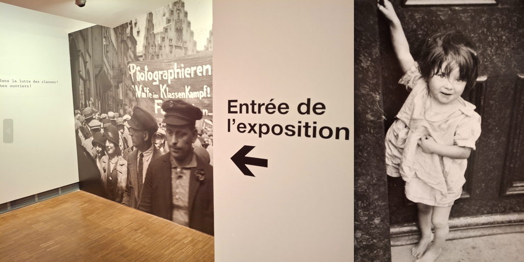 Photo montage petite fille et entrée de l'exposition