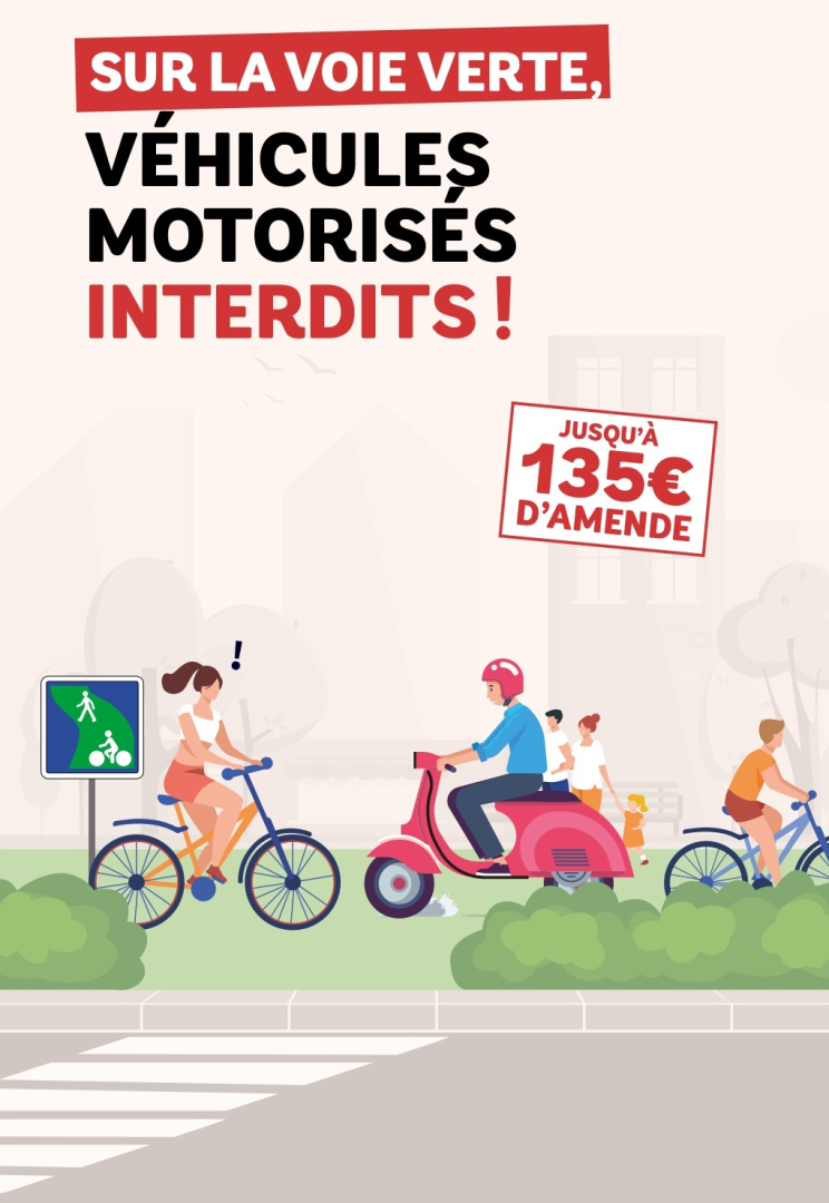 dessin de personnes qui circulent sur la voie verte 