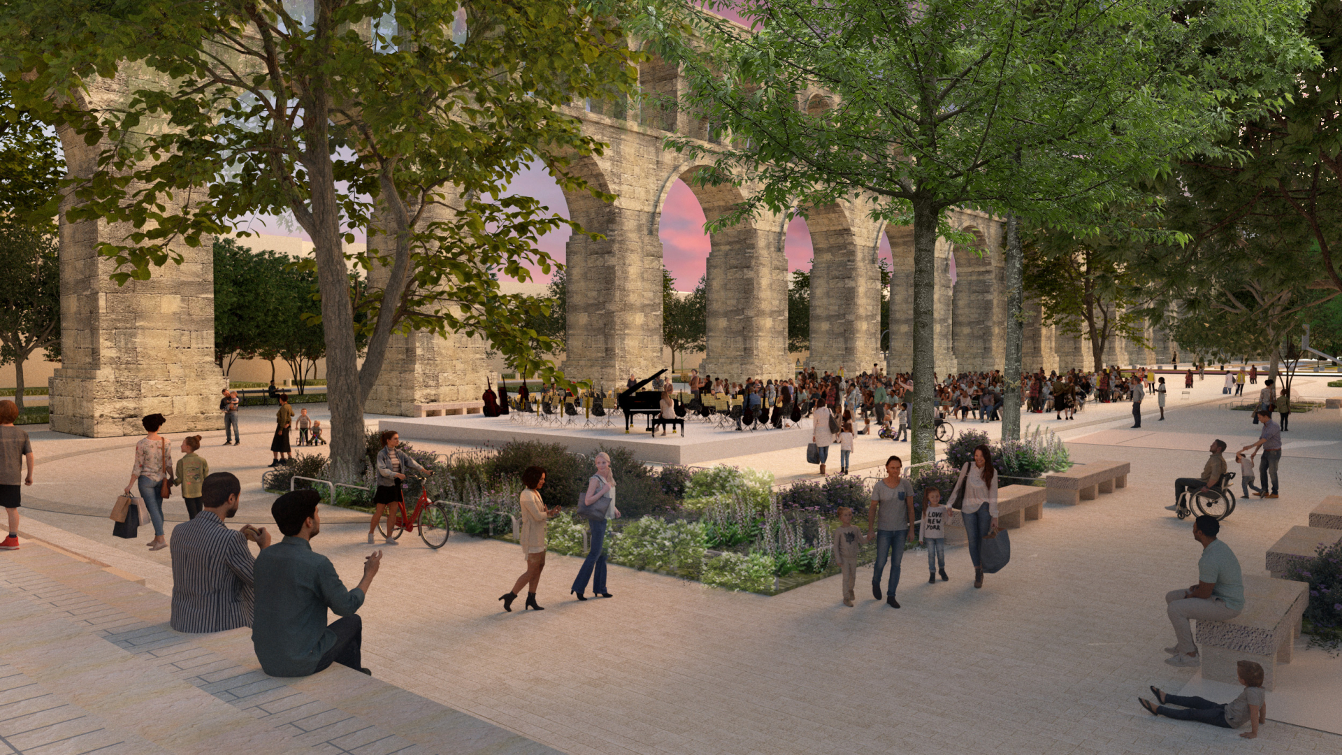 dessin architecte arbres habitants lieu de concert 