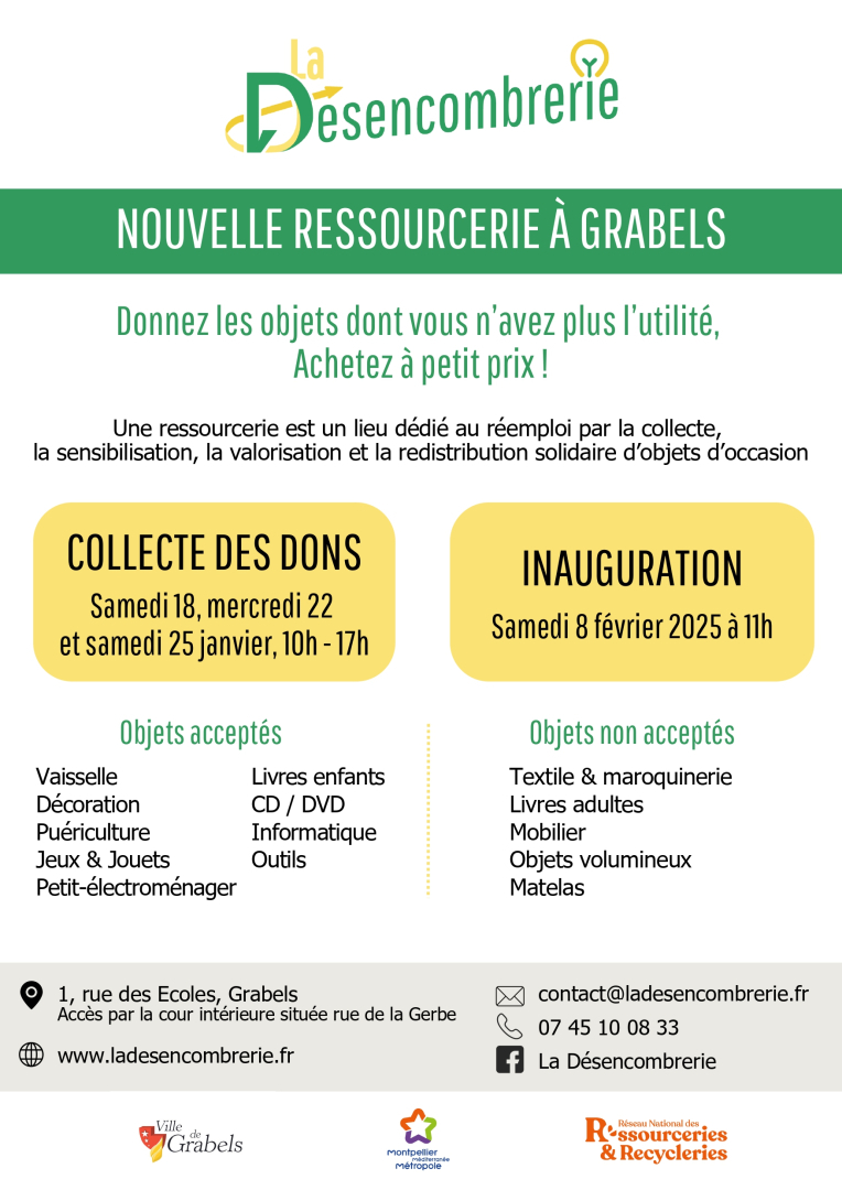 Affiche de l'association La Désencombrerie pour l'inauguration de son local