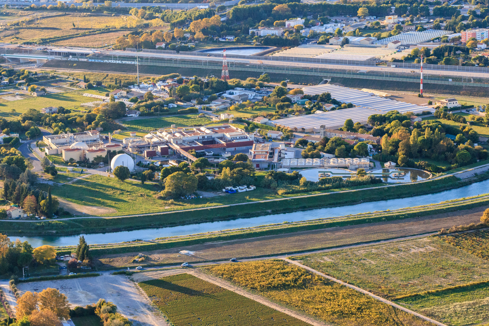 vue aérienne de la station d'épuration Maera en 2016 