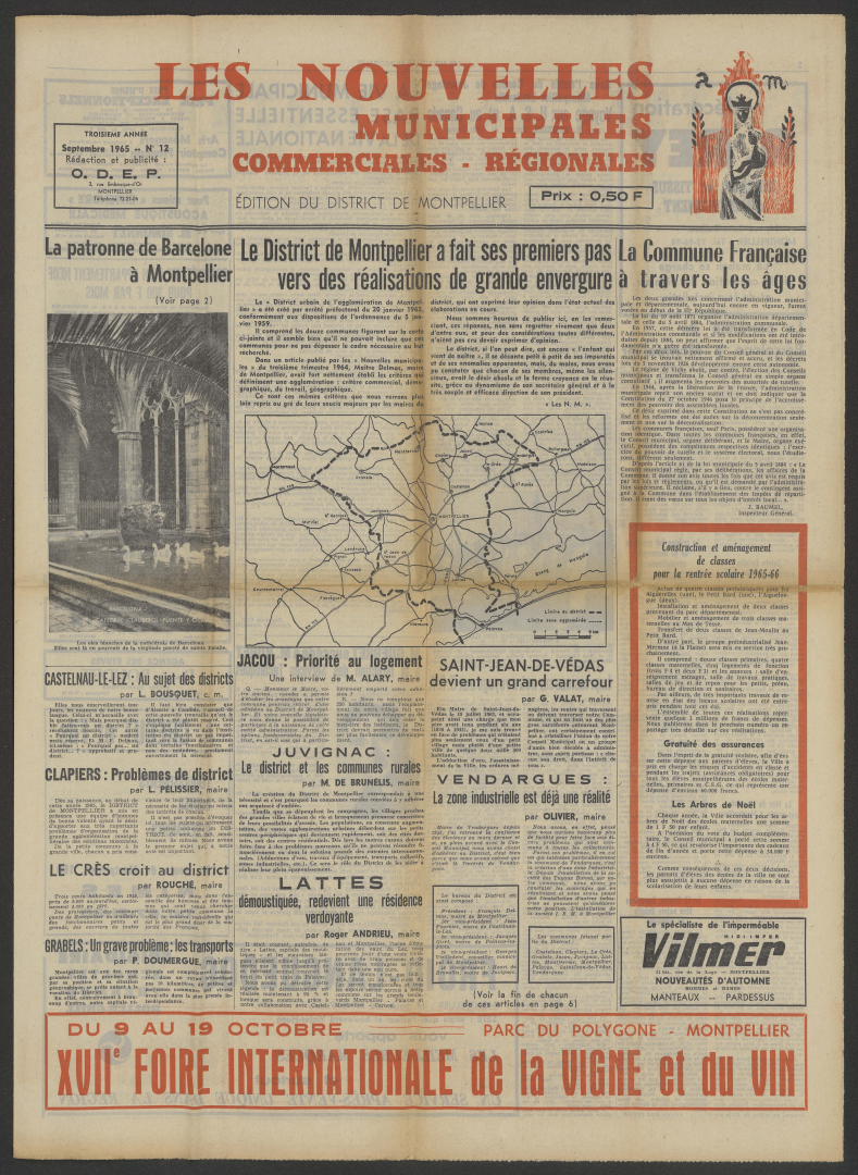 Le journal municipal annonce et explique la création du district en 1965