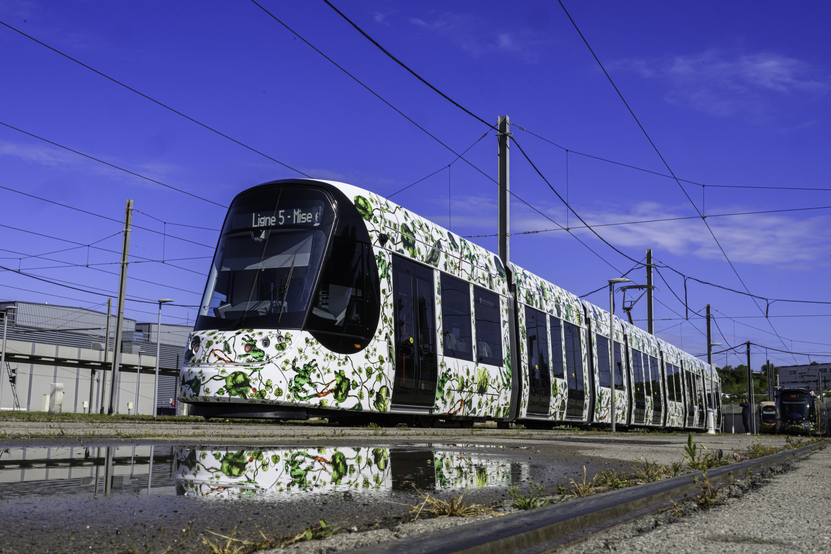 La ligne 5 construite par CAF au dépôt des Hirondelles à La Mosson