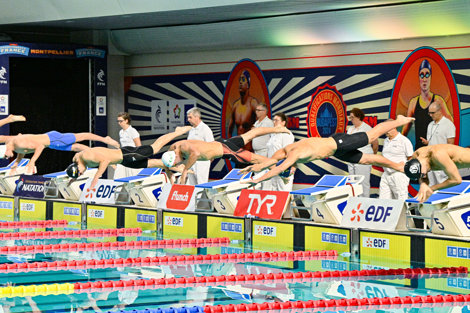 nageurs plongeoirs piscine juges affiches 