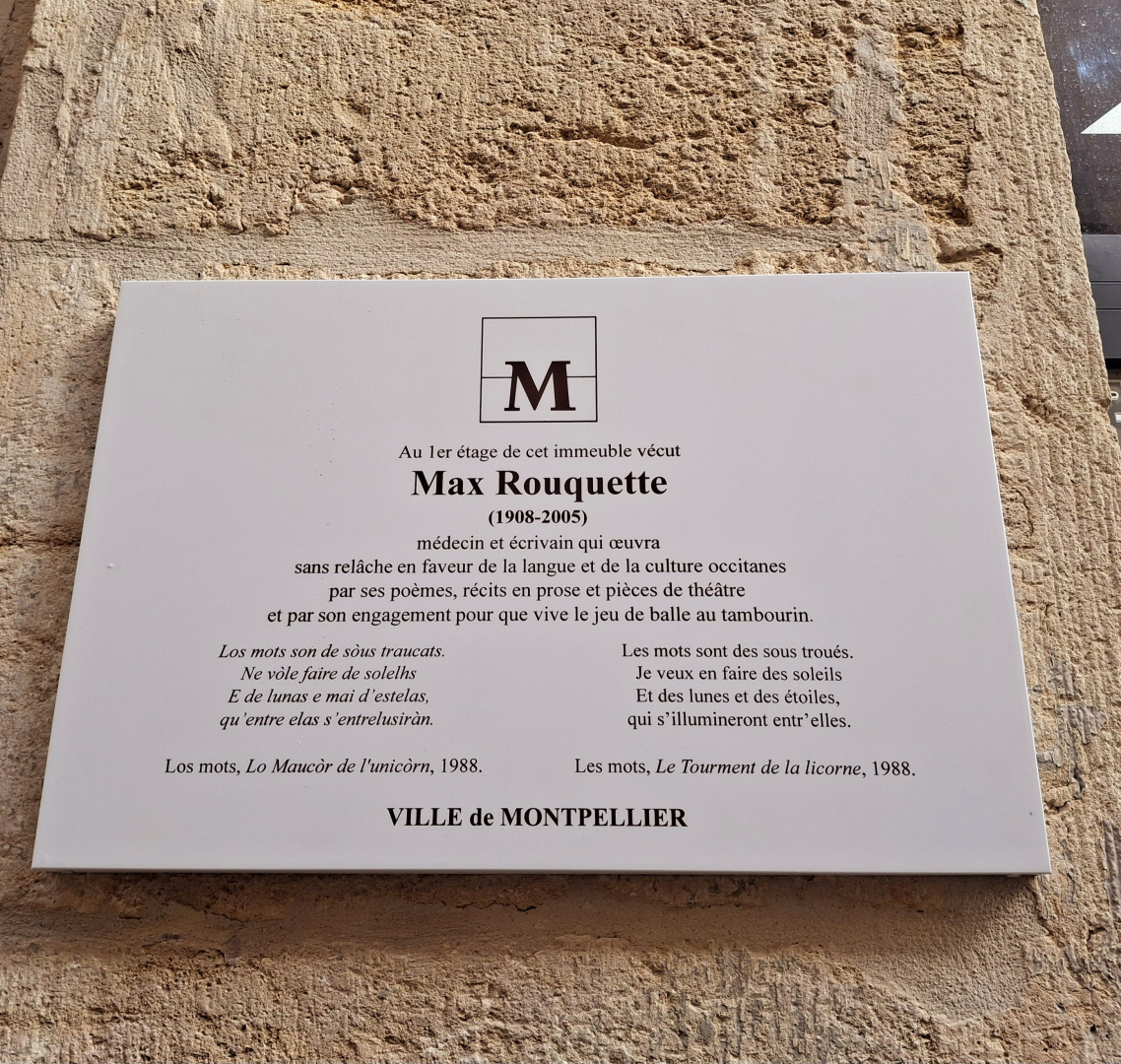 Plaque commémorative de Max Rouquette