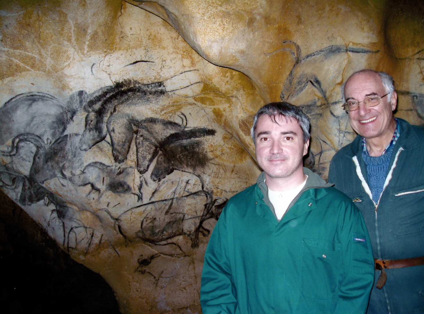 Marc Azema et Jean Clottes dans la grotte Chauvet en 2012