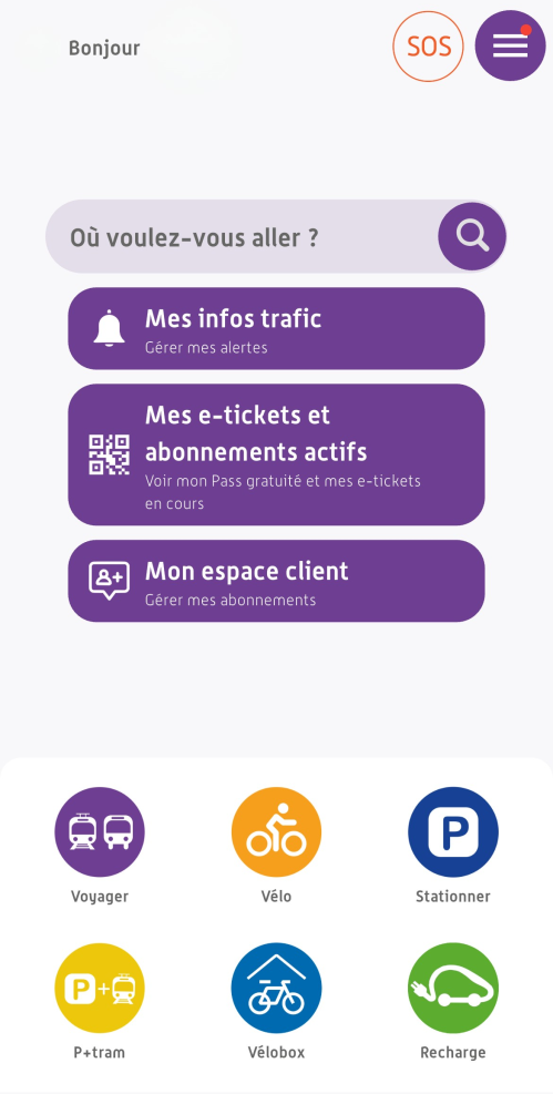 capture d'écran de l'appli