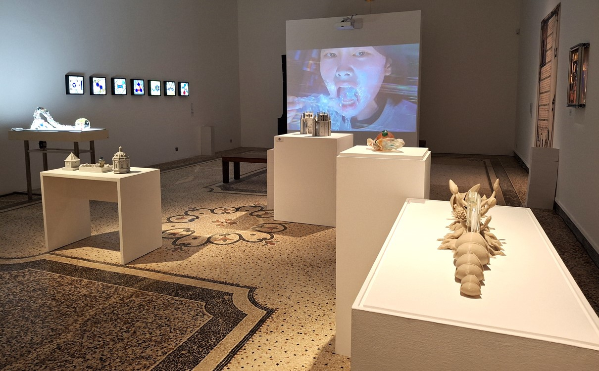 intérieur de l'Espace Bagouet avec éléments d'exposition