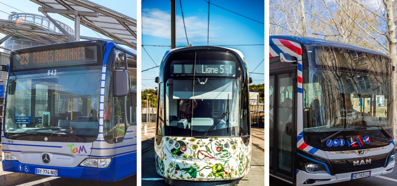 trois modes de transport