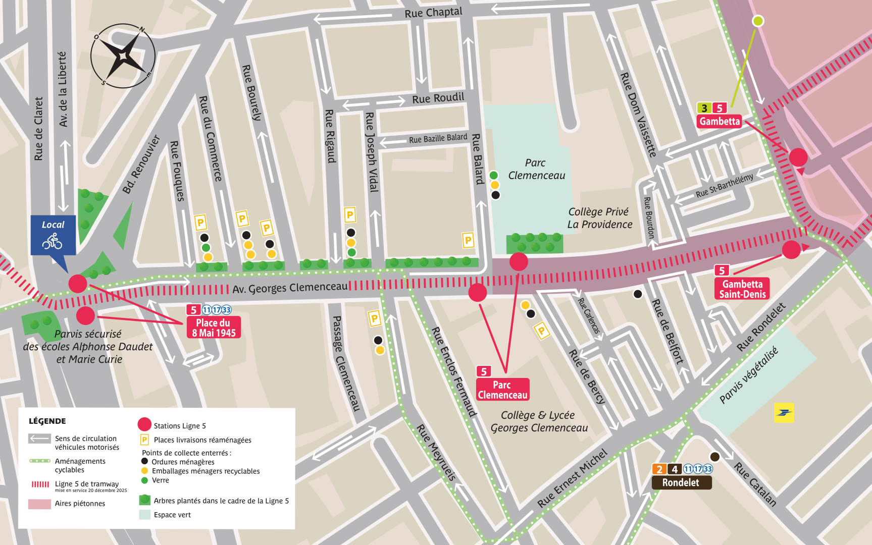 nouvelle cartographie du plan de circulation avec itinéraire cyclable alternatif