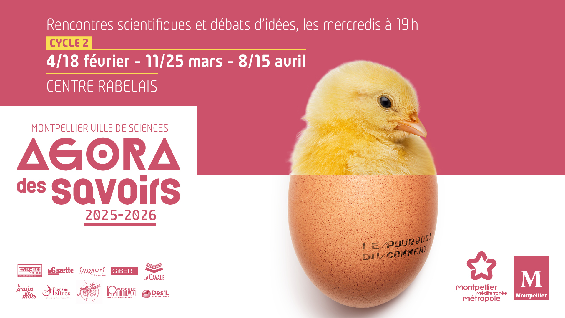 Visuel Agora des Savoirs 2025/2026 - Un poussin sortant de l'oeuf