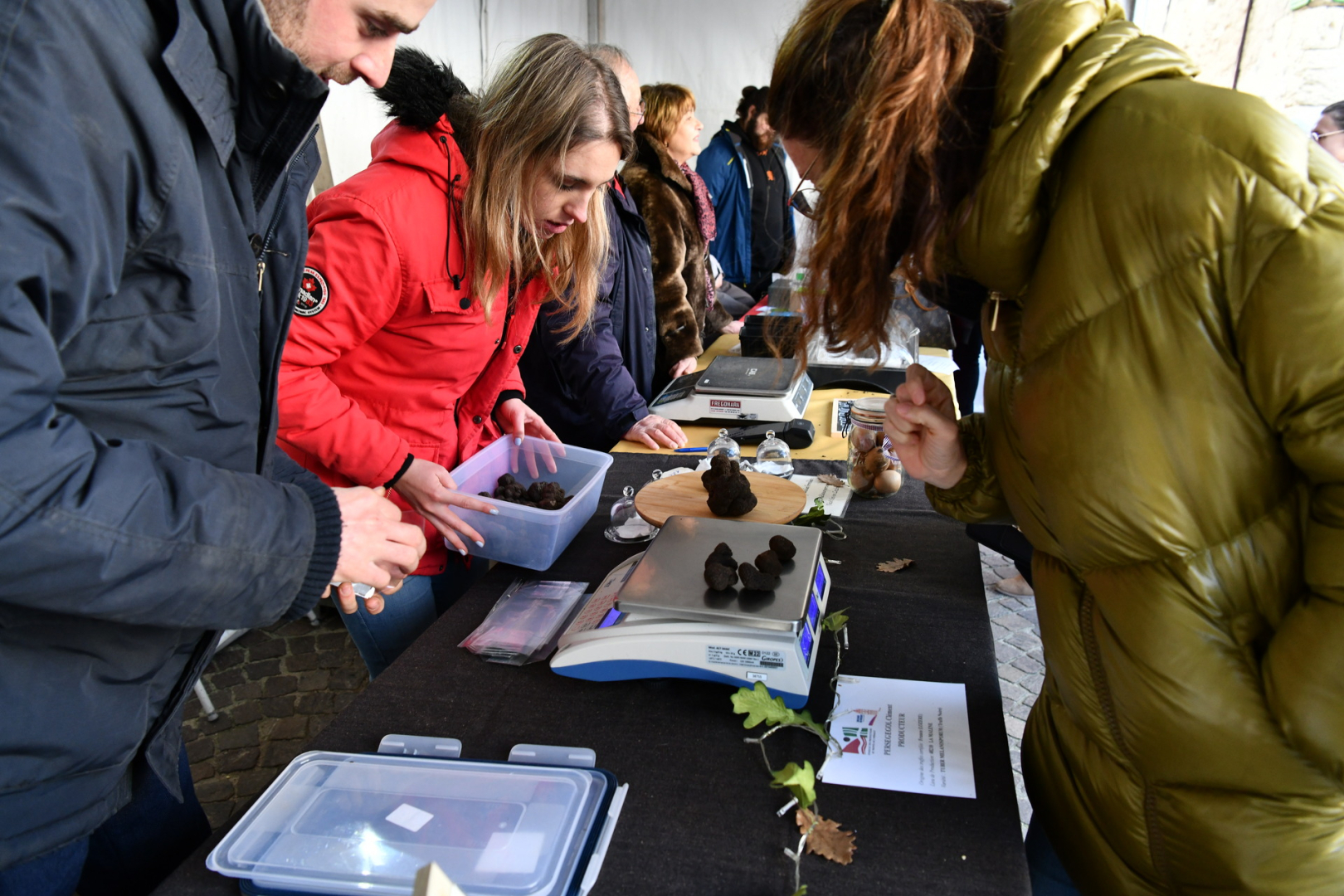 Pes&eacute;e des truffes sur les balances des exposants