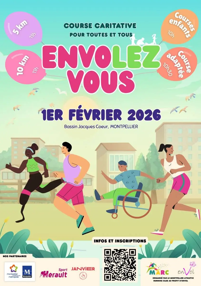 Affiche envolez-vous, coureurs, ballons...
