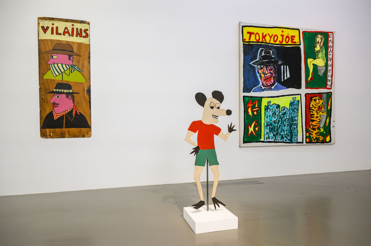 Acryliques de Robert Combas, dont un mickey découpé