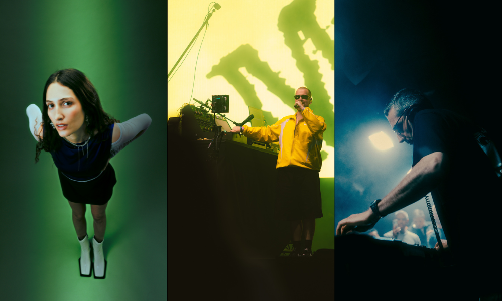 Montage photo du plateau de musique électronique AMS, MYD et DJDEEP