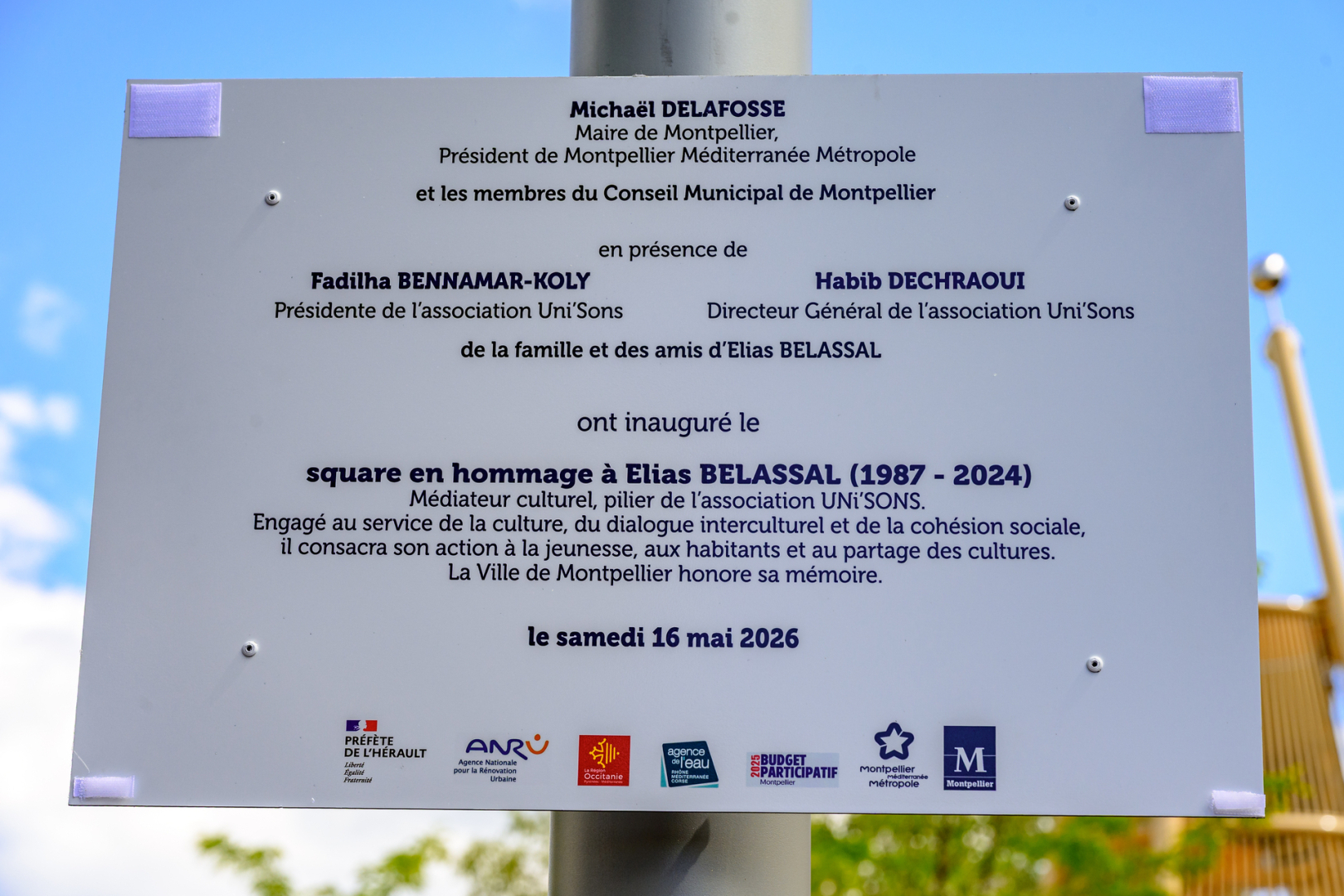 Plaque commémorative pour Elias Belassal, figure emblématique du quartier