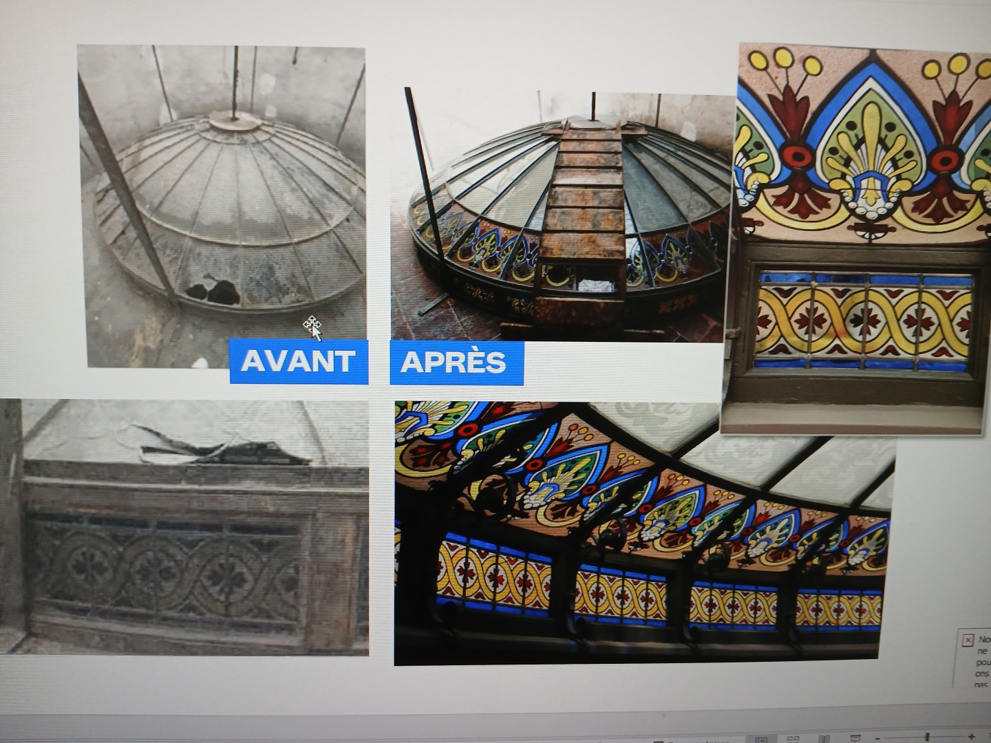 La verrière de l'hôtel Faulquier avant et après restauration