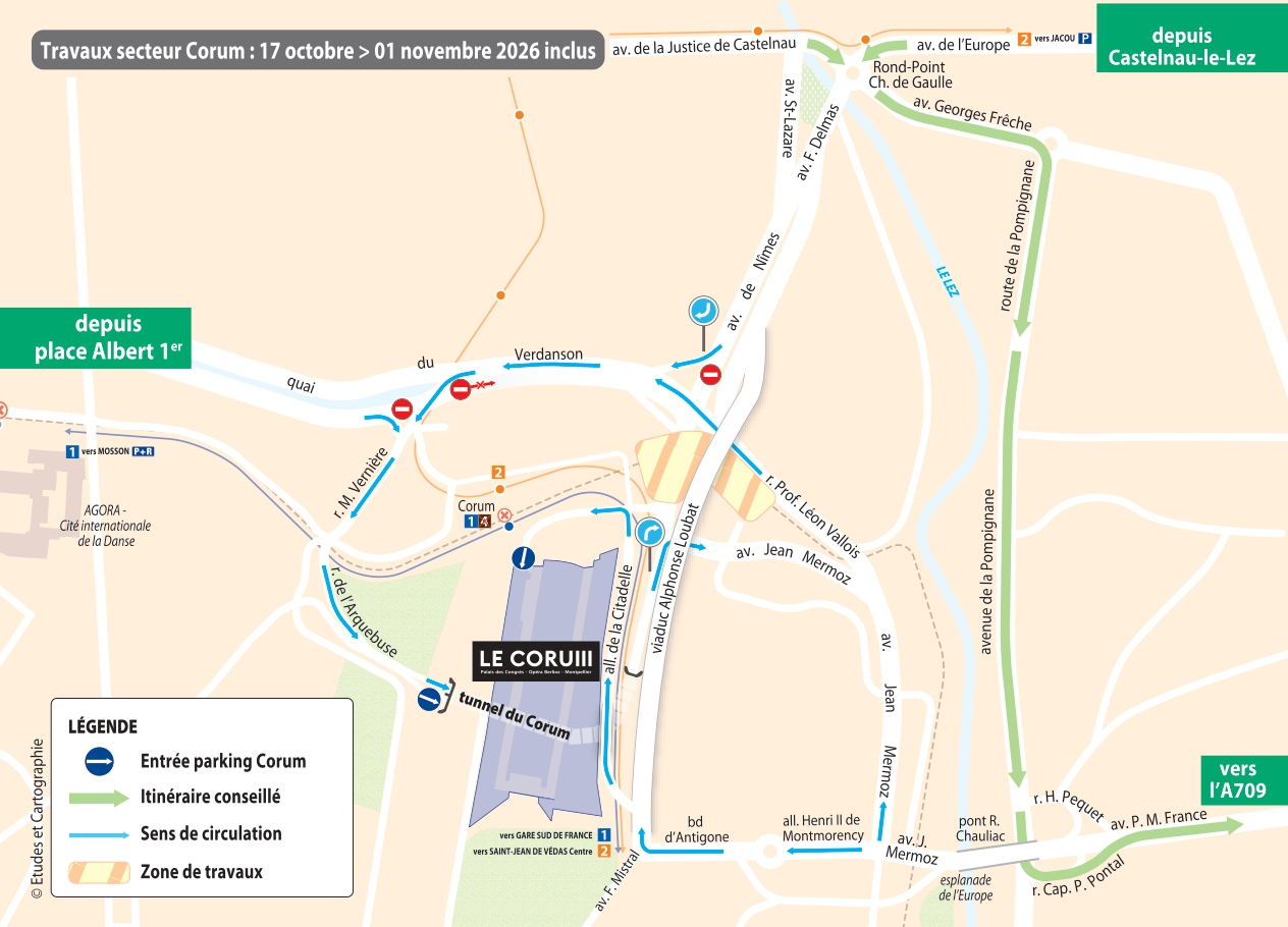 Carte travaux tram Corum