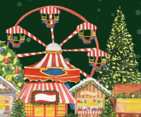 Visuel de Noël, chalets et grande roue