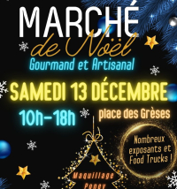 Visuel avec étoiles, sapin, du marché de noël de Montferrier