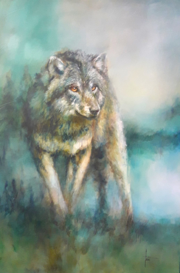Peinture de Sandrot représentant un loup