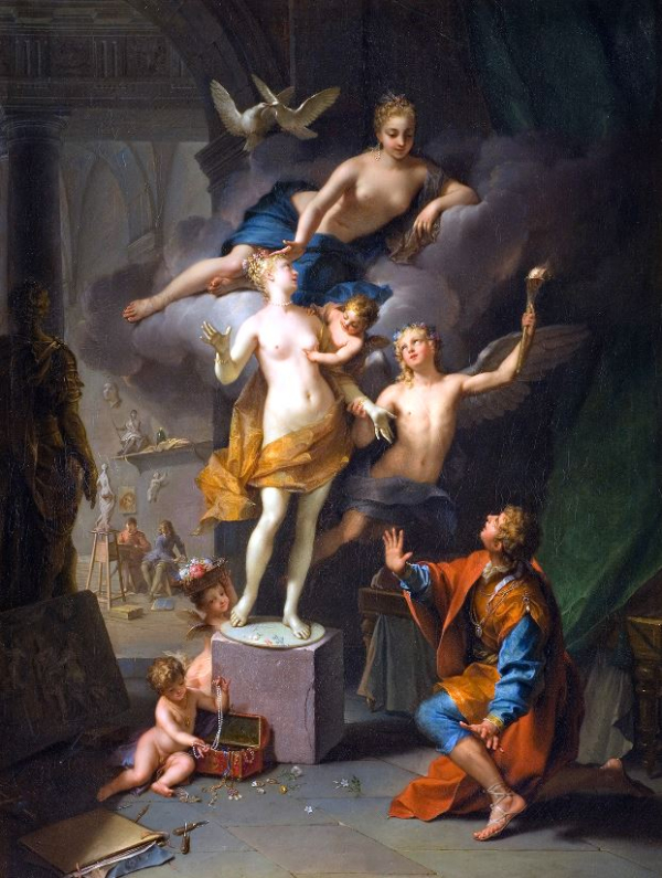 Tableau de Jean Raoux, représentant "Pygmalion amoureux de sa statue"