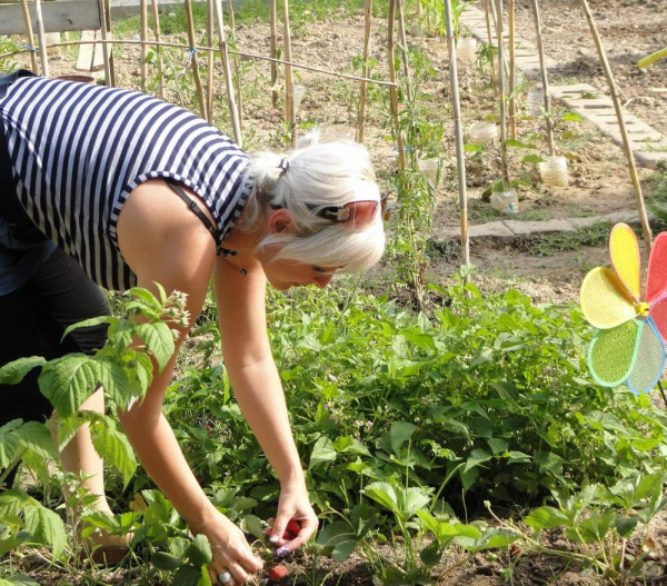 Jardinière travaillant dans les cultures