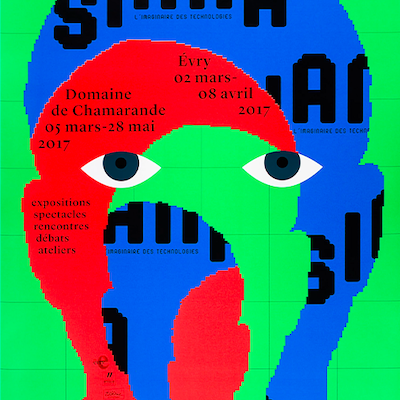 Affiche de la Biennale Siana 2017, l'Imaginaire des Technologies, Evry, Chamarande