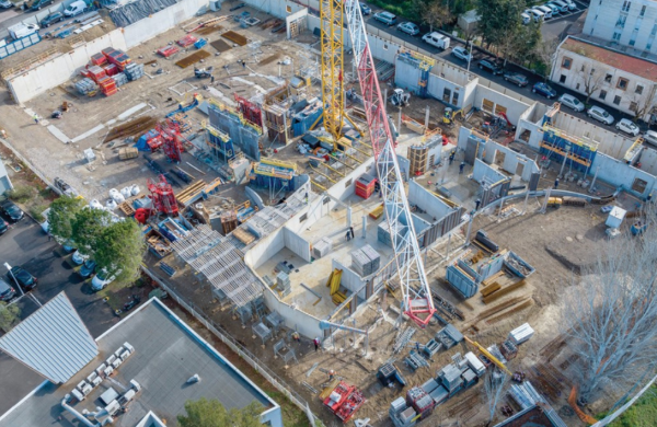 Vue aérienne du chantier en cours 