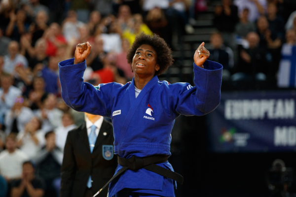 Marie-Eve Gahié, championne d'Europe en titre (-70kg), sur les tatamis de la Sud de France Arena