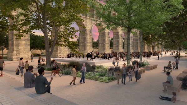 dessin architecte arbres habitants lieu de concert 