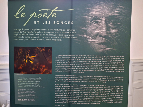 Panneau de l'exposition, le poète et les songes