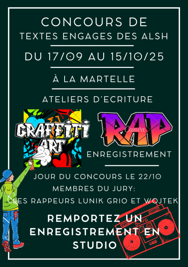 affiche du concours de textes engagés des ALSH de Montpellier