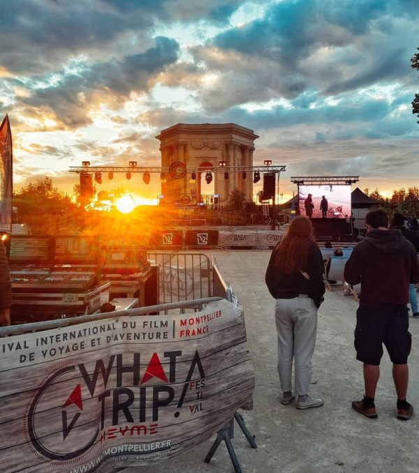 coucher de soleil esplanade du Peyrou festival What a trip 