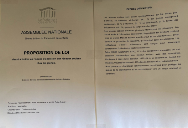 document proposition de loi pour le concours du Parlement des enfants 